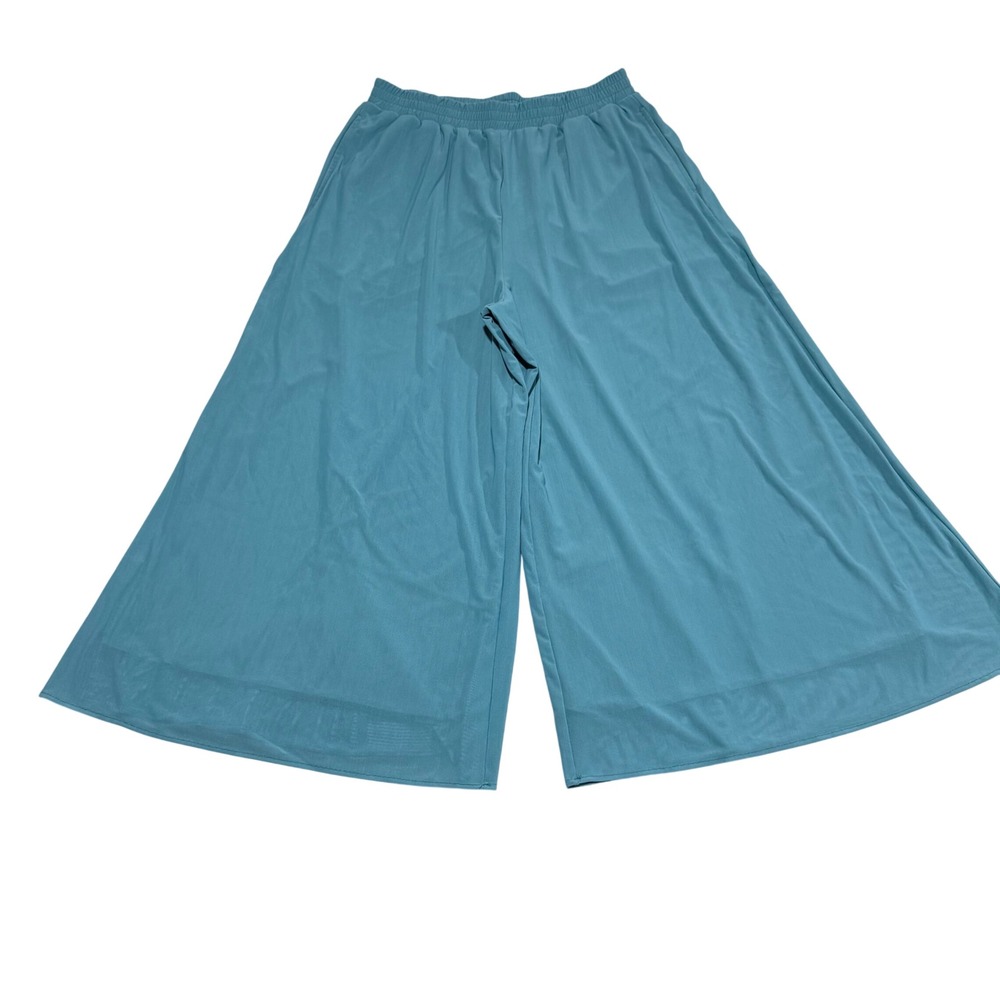 Halara High Waisted Wide Leg Flowy Palazzo Pants Teal Blue Petite Medium Stretch